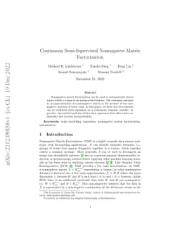 Continuous Semi-Supervised Nonnegative Matrix Factorization