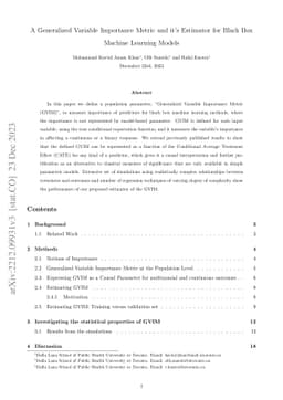 A Generalized Variable Importance Metric and Estimator for Black Box
  Machine Learning Models