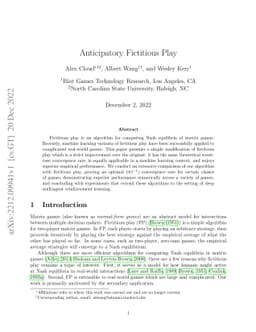 Anticipatory Fictitious Play