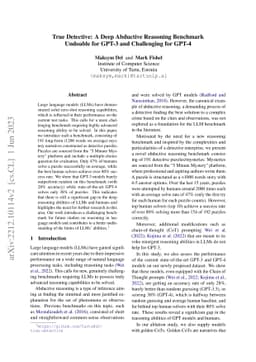 True Detective: A Deep Abductive Reasoning Benchmark Undoable for GPT-3
  and Challenging for GPT-4
