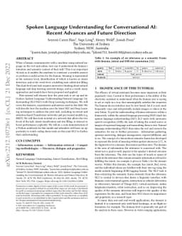 Spoken Language Understanding for Conversational AI: Recent Advances and
  Future Direction