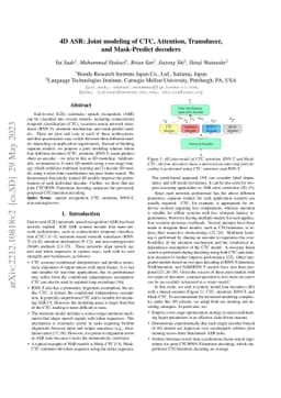 4D ASR: Joint modeling of CTC, Attention, Transducer, and Mask-Predict
  decoders