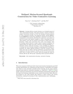 MoQuad: Motion-focused Quadruple Construction for Video Contrastive
  Learning
