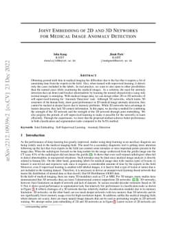 Joint Embedding of 2D and 3D Networks for Medical Image Anomaly
  Detection