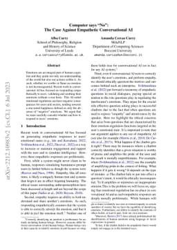 Computer says "No": The Case Against Empathetic Conversational AI