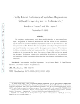 Partly Linear Instrumental Variables Regressions without Smoothing on
  the Instruments