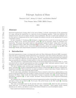Polytopic Analysis of Music