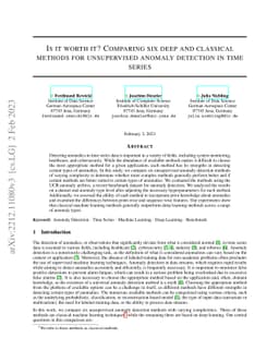 Is it worth it? Comparing six deep and classical methods for
  unsupervised anomaly detection in time series