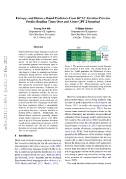 Entropy- and Distance-Based Predictors From GPT-2 Attention Patterns
  Predict Reading Times Over and Above GPT-2 Surprisal