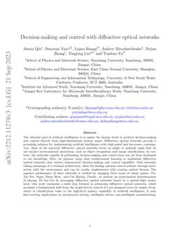Decision-making and control with diffractive optical networks