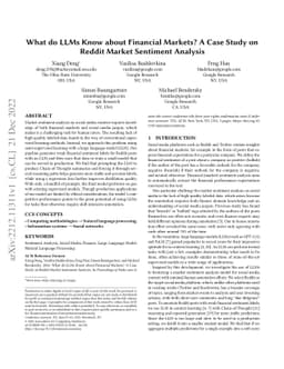 What do LLMs Know about Financial Markets? A Case Study on Reddit Market
  Sentiment Analysis