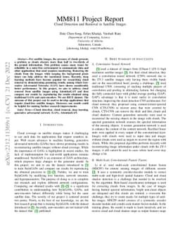 MM811 Project Report: Cloud Detection and Removal in Satellite Images