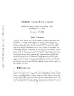 Artistic Arbitrary Style Transfer