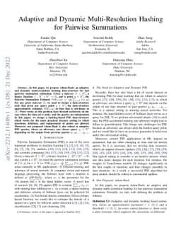 Adaptive and Dynamic Multi-Resolution Hashing for Pairwise Summations