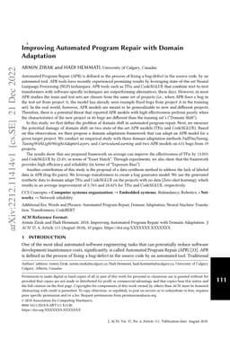 Improving Automated Program Repair with Domain Adaptation