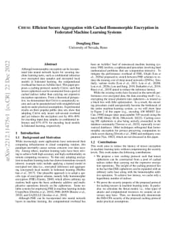 CHEM: Efficient Secure Aggregation with Cached Homomorphic Encryption in
  Federated Machine Learning Systems