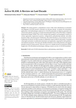 Active SLAM: A Review On Last Decade