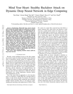 Mind Your Heart: Stealthy Backdoor Attack on Dynamic Deep Neural Network
  in Edge Computing