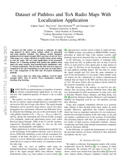 Dataset of Pathloss and ToA Radio Maps With Localization Application