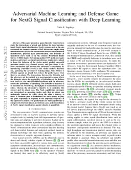 Adversarial Machine Learning and Defense Game for NextG Signal
  Classification with Deep Learning