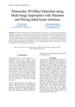 Monocular 3D Object Detection using Multi-Stage Approaches with
  Attention and Slicing aided hyper inference