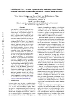 Multilingual News Location Detection using an Entity-Based Siamese
  Network with Semi-Supervised Contrastive Learning and Knowledge Base