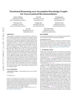 Variational Reasoning over Incomplete Knowledge Graphs for
  Conversational Recommendation