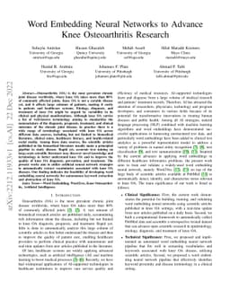 Word Embedding Neural Networks to Advance Knee Osteoarthritis Research