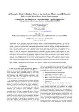 A Wearable Data Collection System for Studying Micro-Level E-Scooter
  Behavior in Naturalistic Road Environment