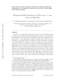 ML-powered KQI estimation for XR services. A case study on 360-Video
