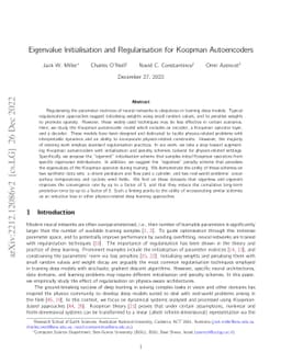 Eigenvalue initialisation and regularisation for Koopman autoencoders
