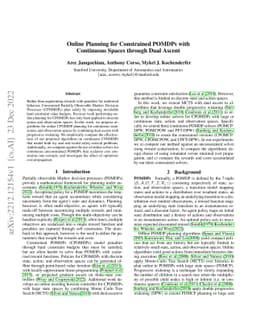 Online Planning for Constrained POMDPs with Continuous Spaces through
  Dual Ascent