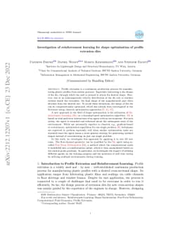 Investigation of reinforcement learning for shape optimization of
  profile extrusion dies