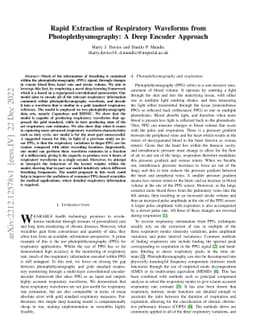 Rapid Extraction of Respiratory Waveforms from Photoplethysmography: A
  Deep Encoder Approach
