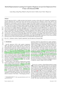 Hybrid Representation Learning for Cognitive Diagnosis in Late-Life
  Depression Over 5 Years with Structural MRI