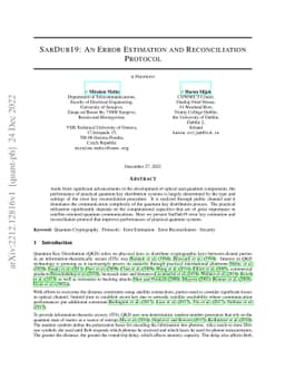SarDub19: An Error Estimation and Reconciliation Protocol