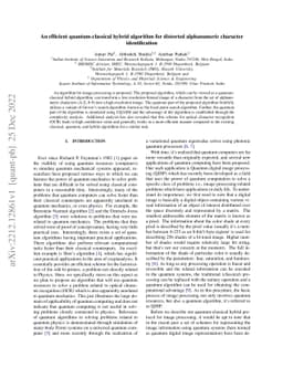 An efficient quantum-classical hybrid algorithm for distorted
  alphanumeric character identification