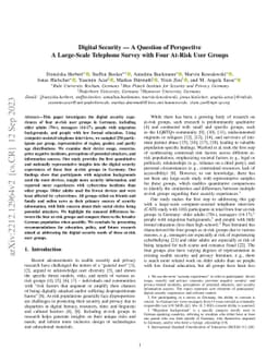 Digital Security -- A Question of Perspective. A Large-Scale Telephone
  Survey with Four At-Risk User Groups