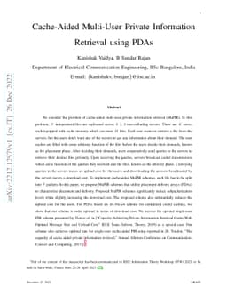 Cache-Aided Multi-User Private Information Retrieval using PDAs