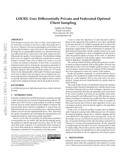 LOCKS: User Differentially Private and Federated Optimal Client Sampling