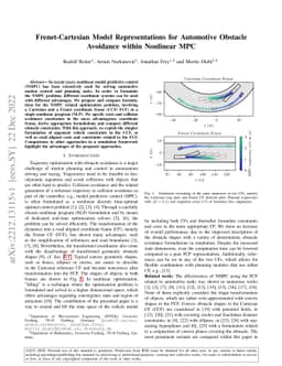 Frenet-Cartesian Model Representations for Automotive Obstacle Avoidance
  within Nonlinear MPC