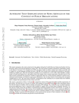 Automatic Text Simplification of News Articles in the Context of Public
  Broadcasting