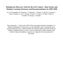 Heliophysics Discovery Tools for the 21st Century: Data Science and
  Machine Learning Structures and Recommendations for 2020-2050