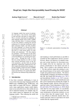 DeepCuts: Single-Shot Interpretability based Pruning for BERT