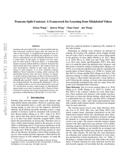 Truncate-Split-Contrast: A Framework for Learning from Mislabeled Videos