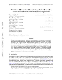 Limitations of Information-Theoretic Generalization Bounds for Gradient
  Descent Methods in Stochastic Convex Optimization