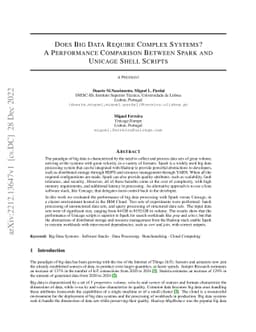 Does Big Data Require Complex Systems? A Performance Comparison Between
  Spark and Unicage Shell Scripts