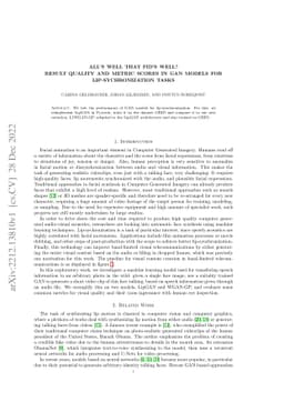 All's well that FID's well? Result quality and metric scores in GAN
  models for lip-sychronization tasks