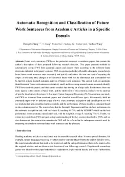 Automatic Recognition and Classification of Future Work Sentences from
  Academic Articles in a Specific Domain