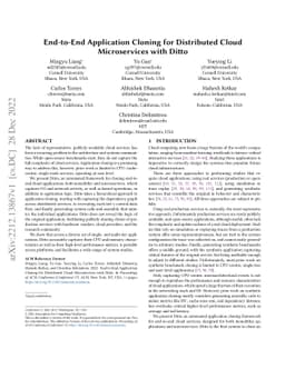 End-to-End Application Cloning for Distributed Cloud Microservices with
  Ditto